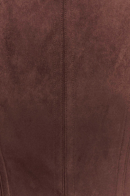 Logan Faux Suede Halter Top - Dark Chocolate