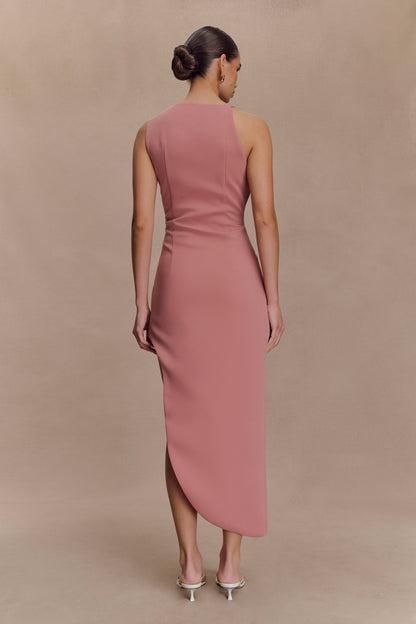 Virginia Suiting Embroidered Midi Dress - Burnt Rose