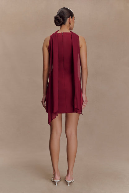 Skyler Suiting Embroidered Mini Dress - Wine
