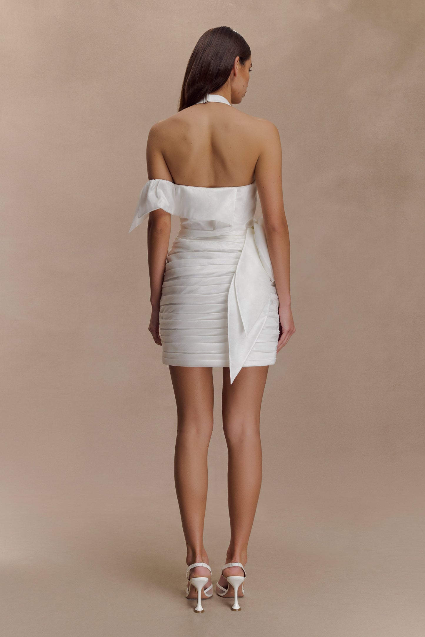 Claudine Taffeta Floral Mini Dress - White
