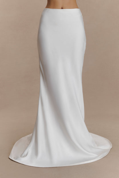 Clara Fishtail Maxi Skirt - White