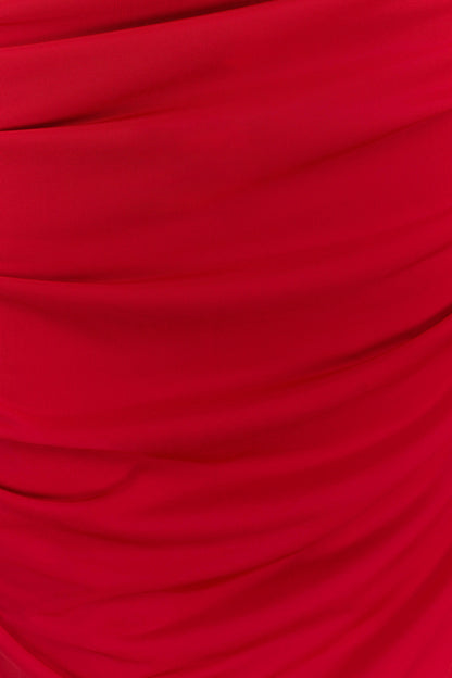 Amandine Ruched Slinky Maxi Dress - Ruby