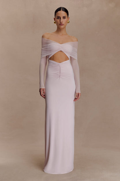 Rafaella Slinky And Mesh Maxi Dress - Pale Pink