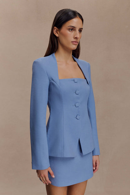 Gina Suiting Mini Skirt - Ocean Blue