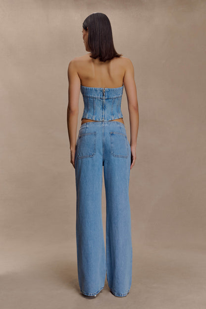 Meadow Denim Corset Halter Top - Classic Blue