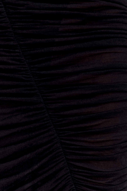 Matilda Ruched Mesh Maxi Skirt - Black