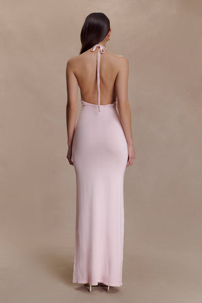 Brock Knit Halter Maxi Dress - Baby Pink