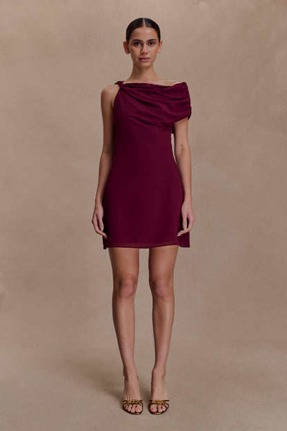 Daisie Chiffon Mini Dress - Wine