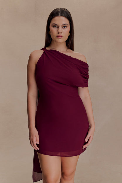 Daisie Chiffon Mini Dress - Wine