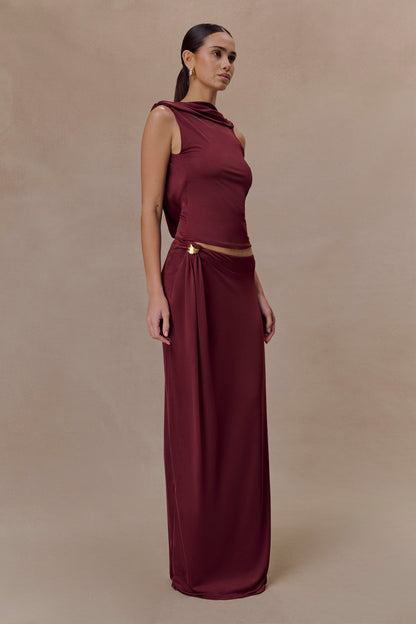 Bridget Slinky Cowl Back Top - Burgundy