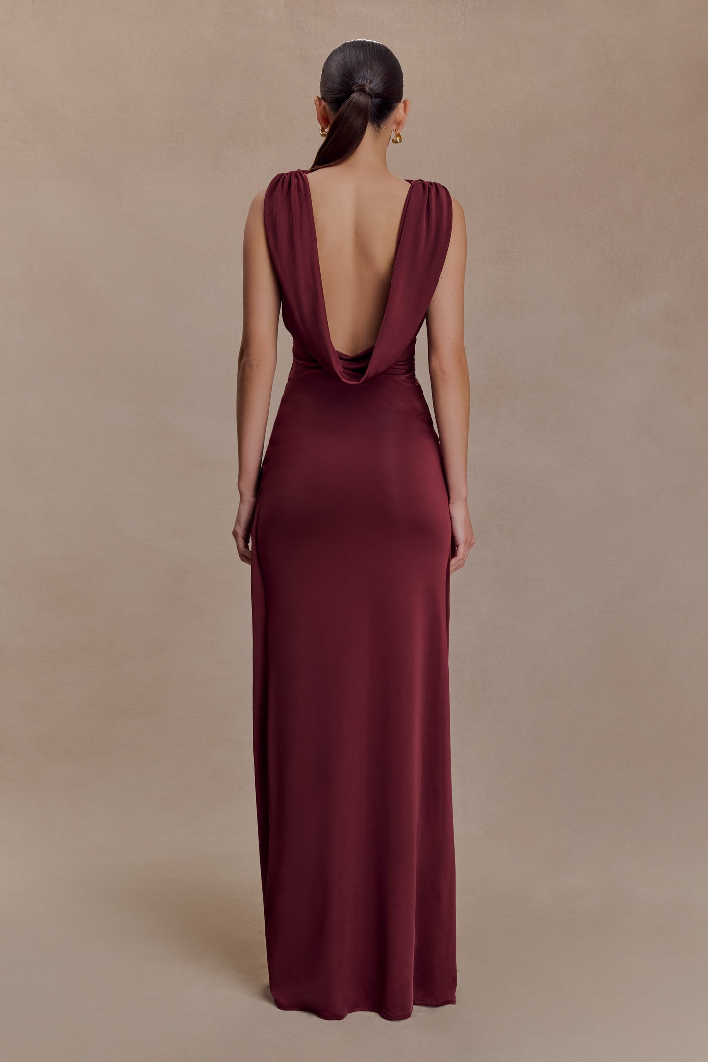 Bridget Slinky Cowl Back Top - Burgundy