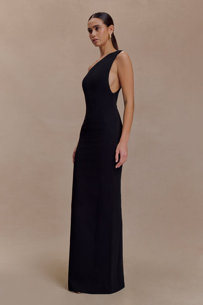 Milena One Shoulder Crepe Maxi Dress - Black