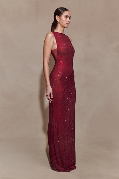 Magnolia Sleeveless Diamante Maxi Dress - Wine