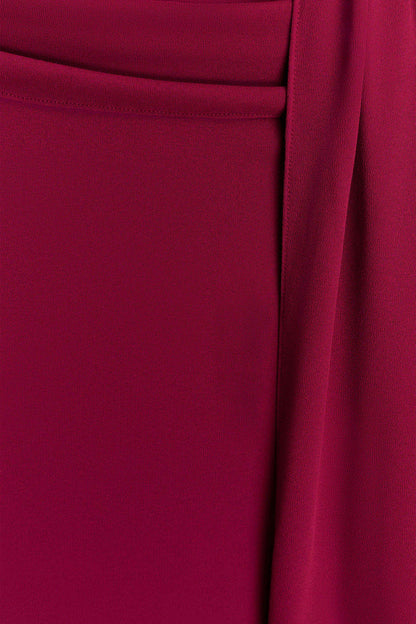 Celina Chiffon Halter Top With Hardware - Cherry Red