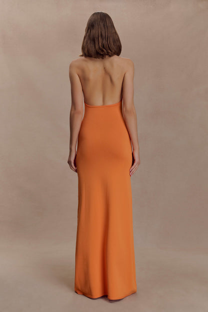 Elma Halter Knit Maxi Dress - Orange