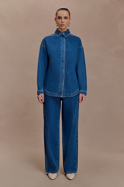 Lioda Oversized Denim Shirt - Dark Blue