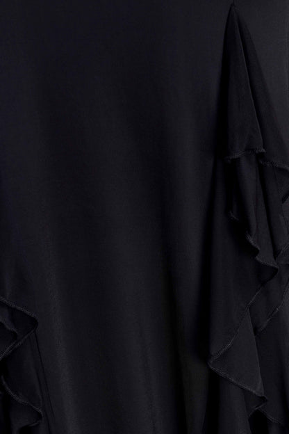 Etta Ruffle Slinky Maxi Dress - Black