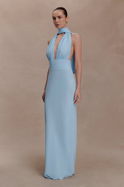 Nadine Halter Chiffon Maxi Dress - Blue