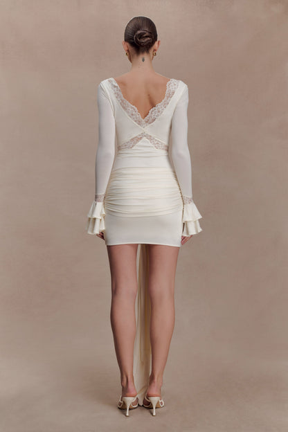 Electra Slinky Lace Mini Dress - Ivory
