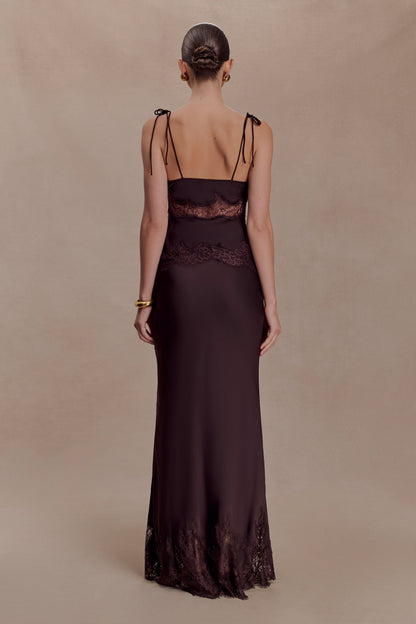 Nina Satin And Lace Camisole - Chocolate