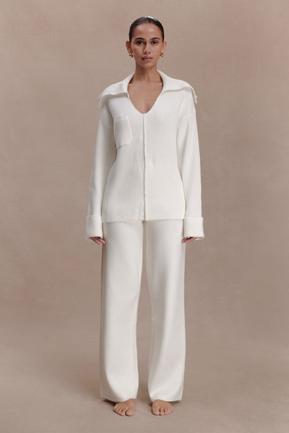 Bianka V Neck Knit Jumper - Off White