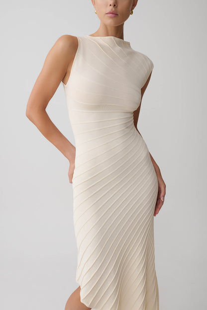 Milasandra Pleated Knit Dress - Ivory