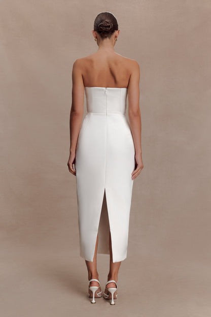 Ophelia Peplum Satin Maxi Dress - Ivory