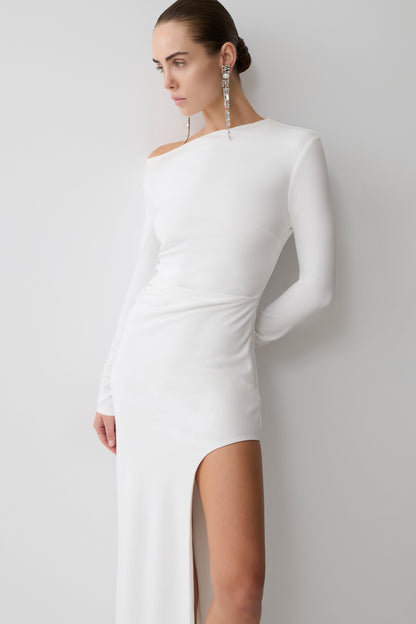 Thalyn Crepe Maxi Dress With Split - White