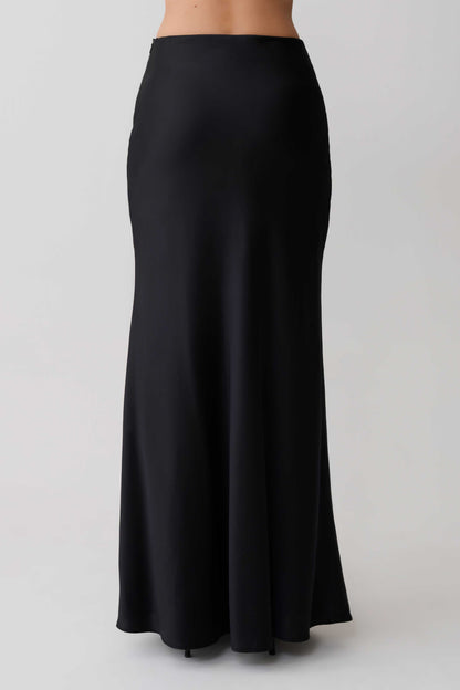 Sabrina Silk Blend Maxi Skirt - Black