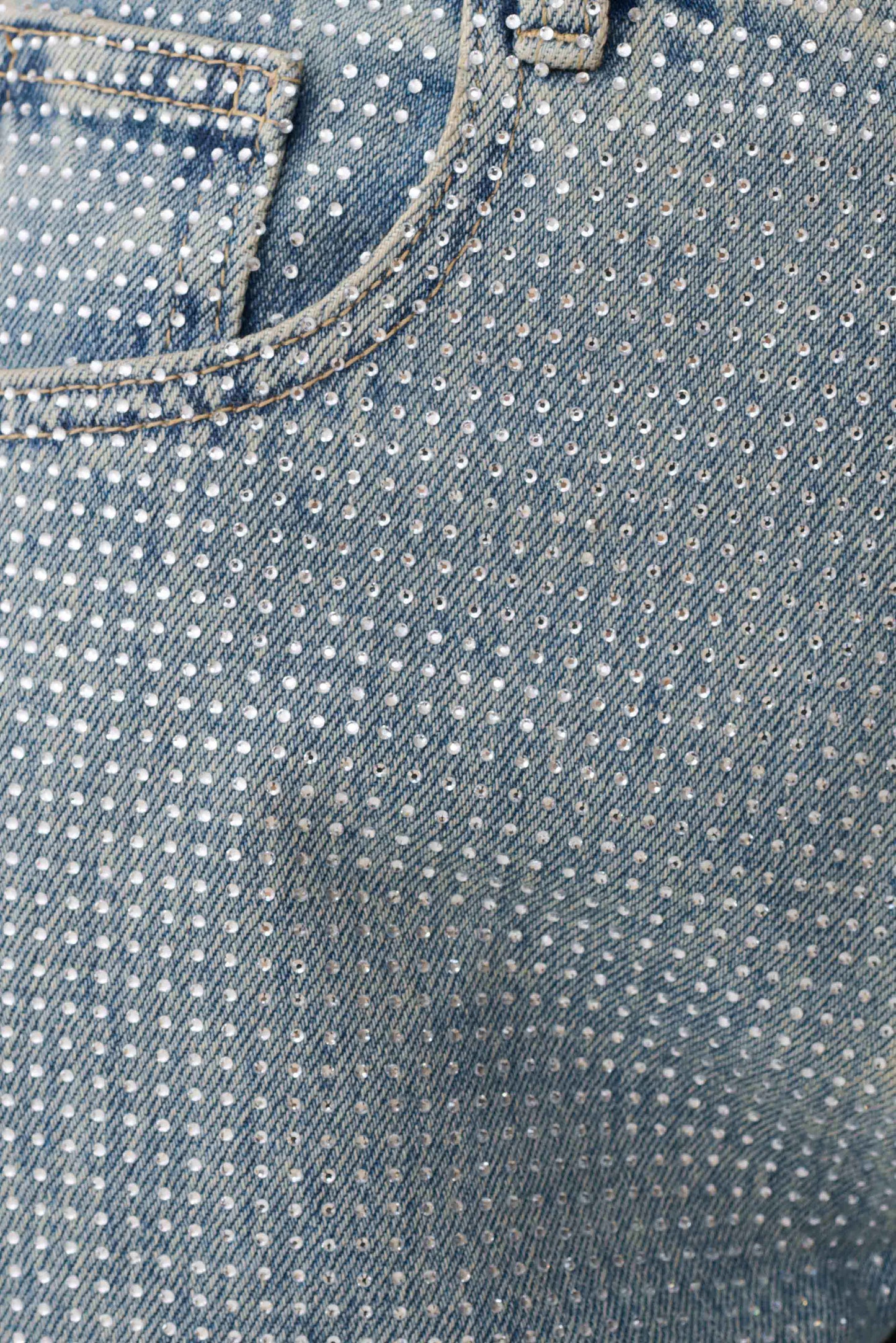 Tyla Diamante Denim Jeans - Blue/Green