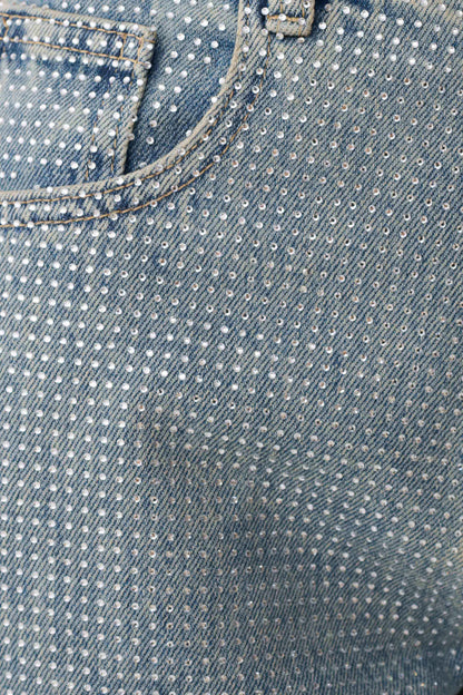 Tyla Diamante Denim Jeans - Blue/Green