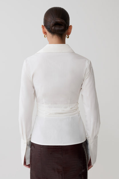 Eugenia Wrap Cotton Shirt - White