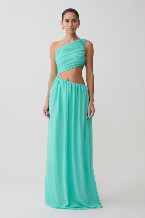 Aria Chiffon Cut Out Maxi Dress - Lagoon