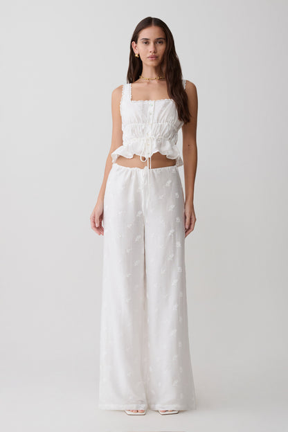 Vivian Embroidered Sleeveless Top - White