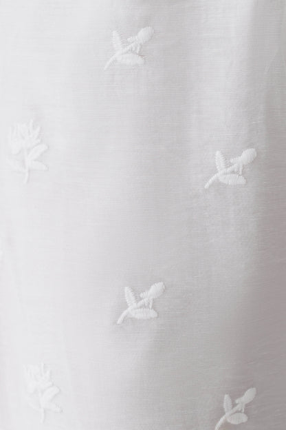 Vivian Tie Waist Embroidered Pant - White