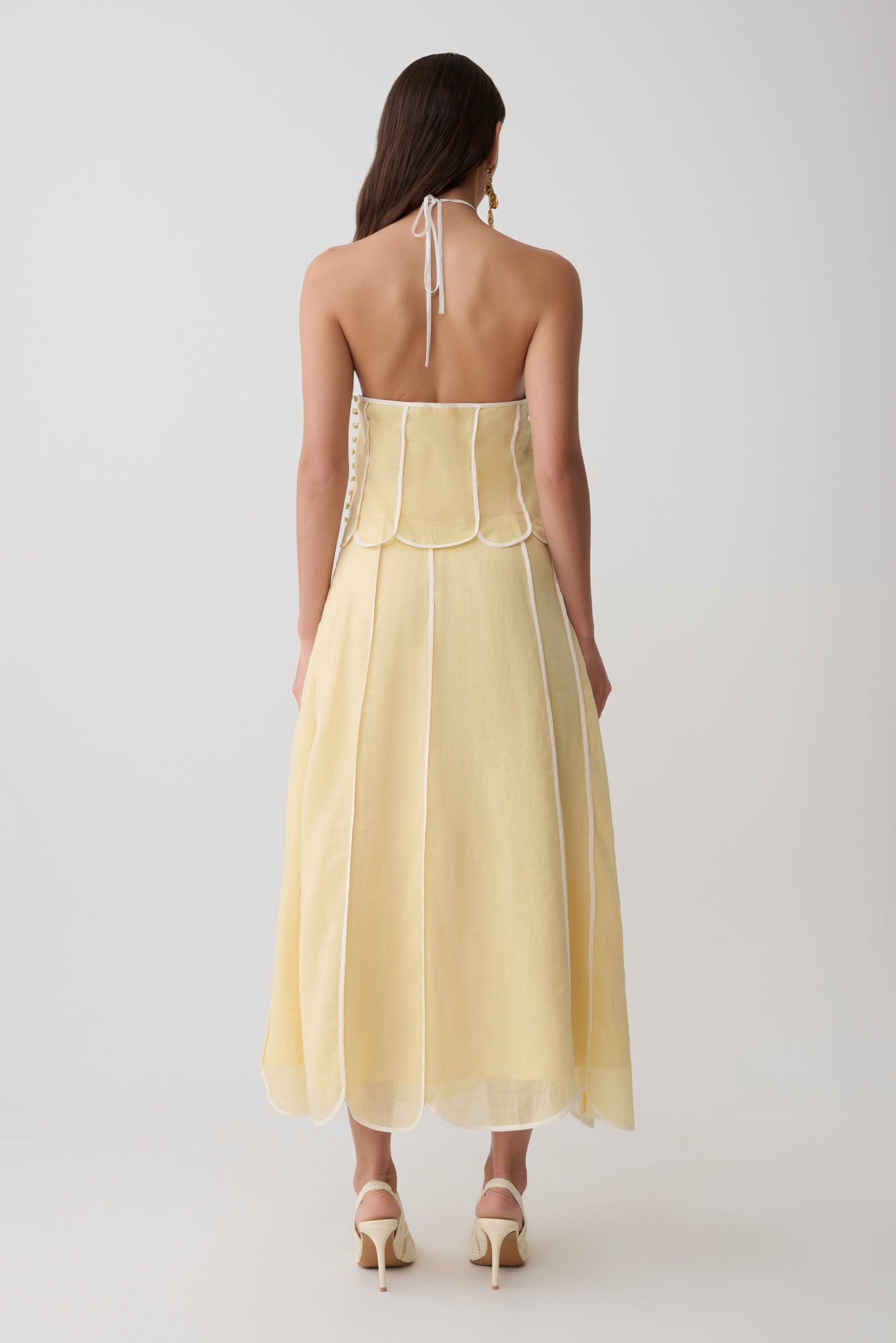 Georgia Panelled Halter Sleeveless Top - Butter