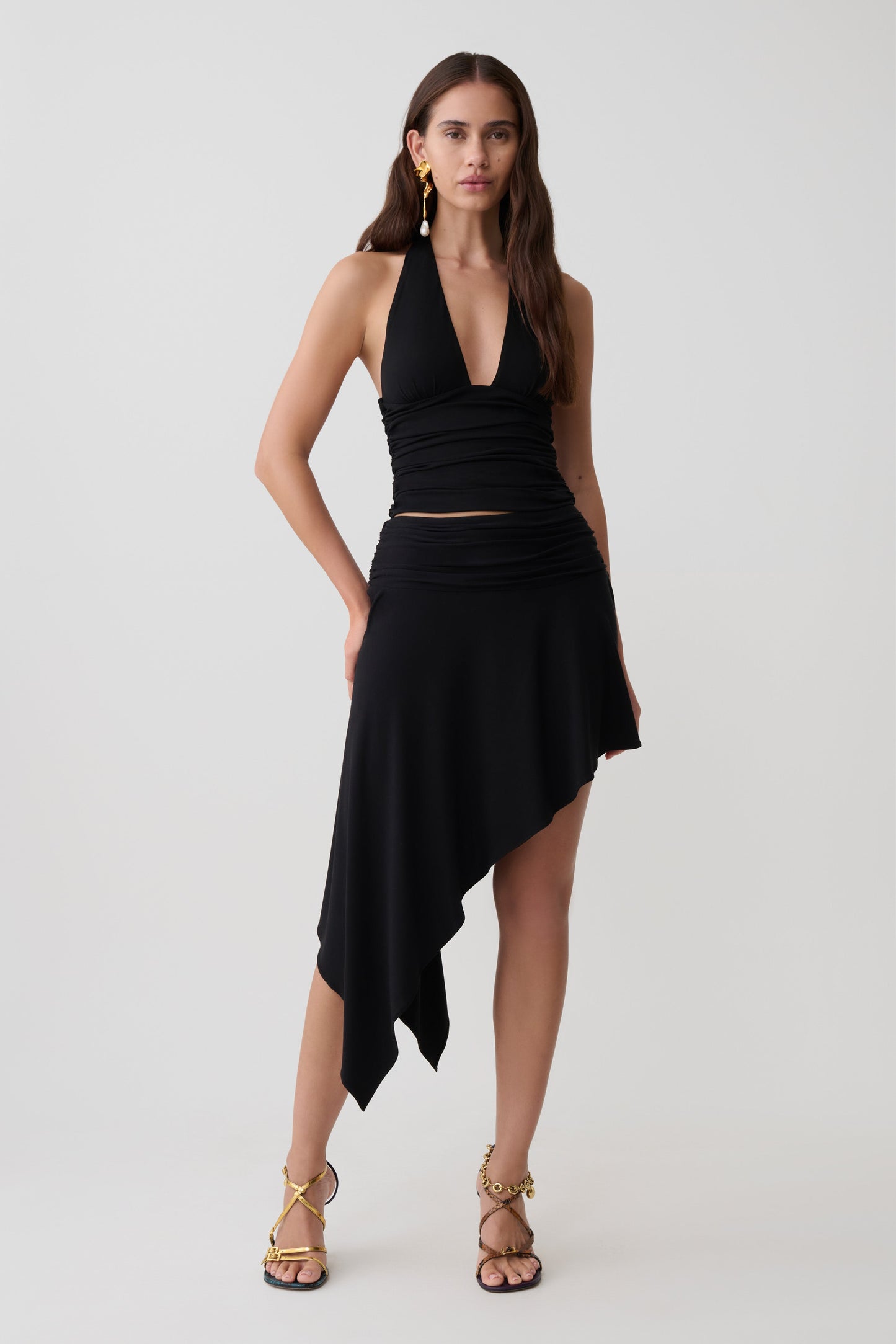 Peregrine Modal Gathered Halter Top - Black