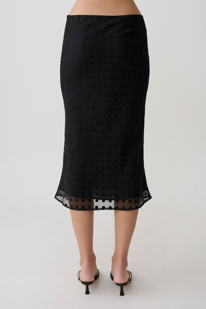 Lilah Devore Midi Skirt - Black