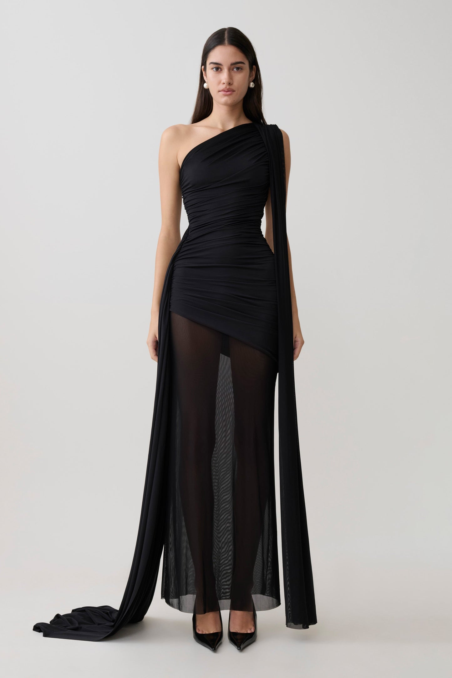 Asher Slinky One Shoulder Maxi Dress - Black