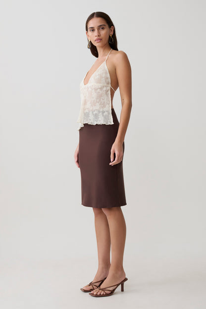 Ambrose Lace Cami Halter Top - Ivory