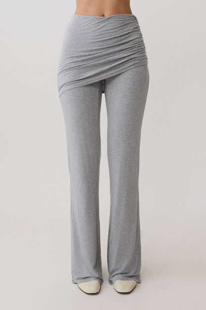 Keaton Modal Straight Leg Overlay Pant - Grey Marle