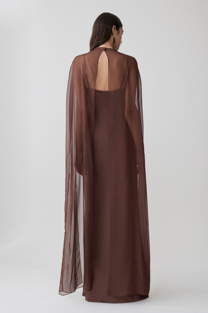 Martinne Chiffon Overlay Maxi Dress - Mocha
