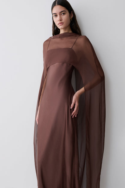 Martinne Chiffon Overlay Maxi Dress - Mocha