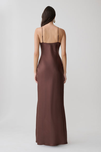 Martinne Chiffon Overlay Maxi Dress - Mocha