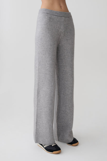 Evan Knit Wide Leg Pants - Grey Marle