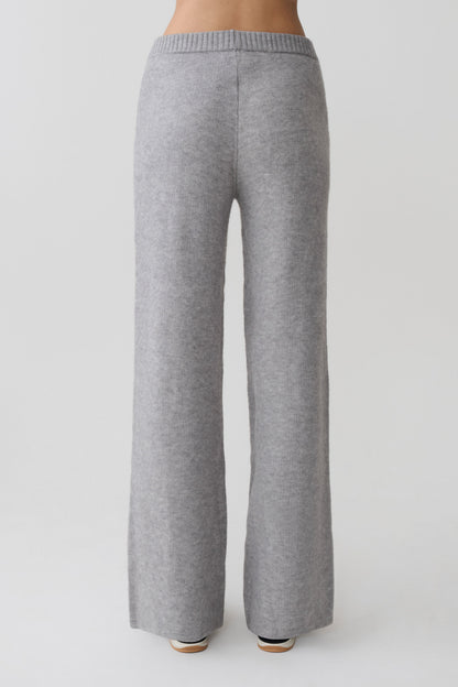 Evan Knit Wide Leg Pants - Grey Marle