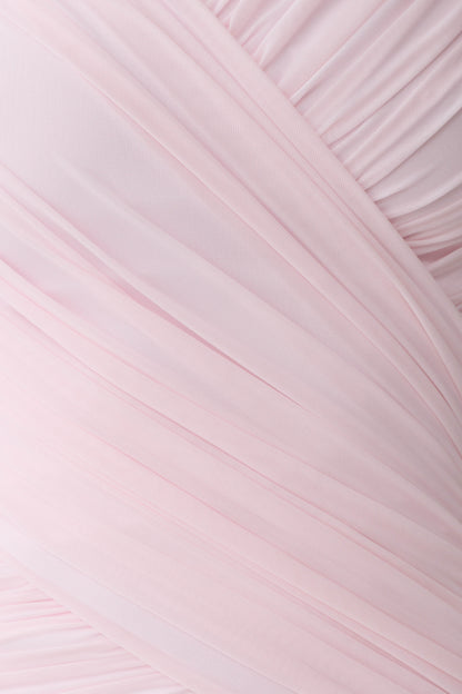 Monet Strapless Ruched Mesh Maxi Dress - Ballet Pink