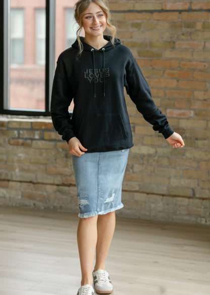 3-D Jesus Loves You Graphic Hoodie