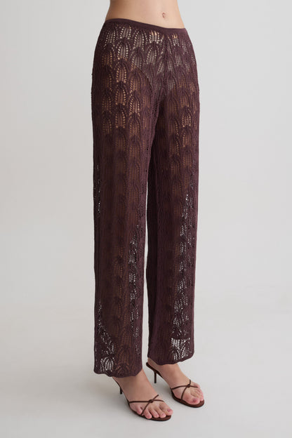 Glinda Crochet Pants - Chocolate