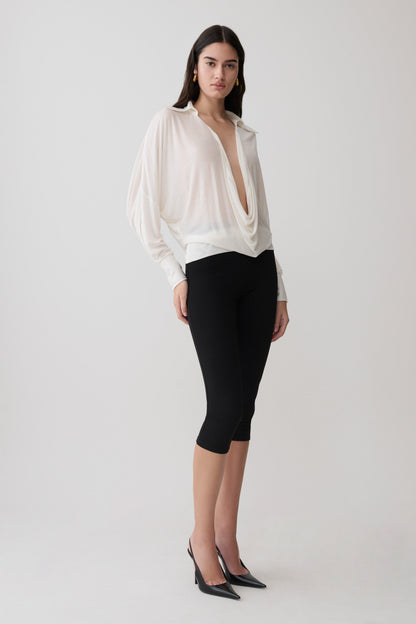 Berkley Draped Long Sleeve Shirt - White